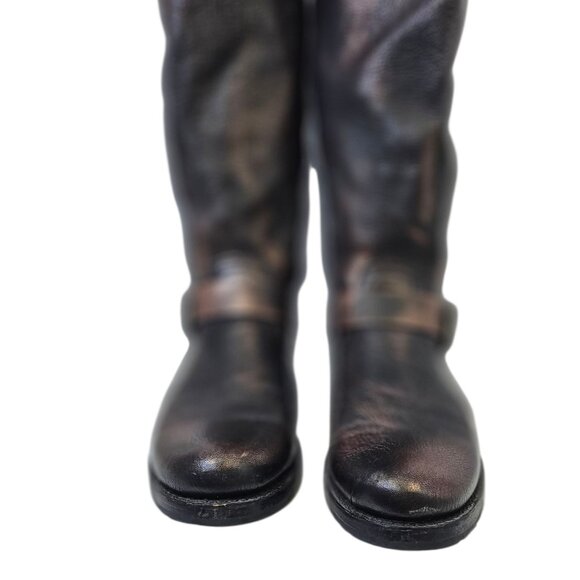 FRYE Womens Veronica Bronze Brush Off Slouch Leather Boots, Tall, Buckle, Sz 8 - Picture 9 of 11